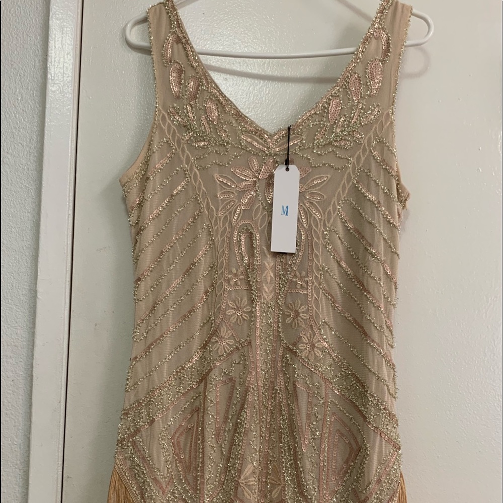 1920s Cream Fringe Dress